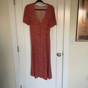 Reformation Red Clarice Midi Dress size 8